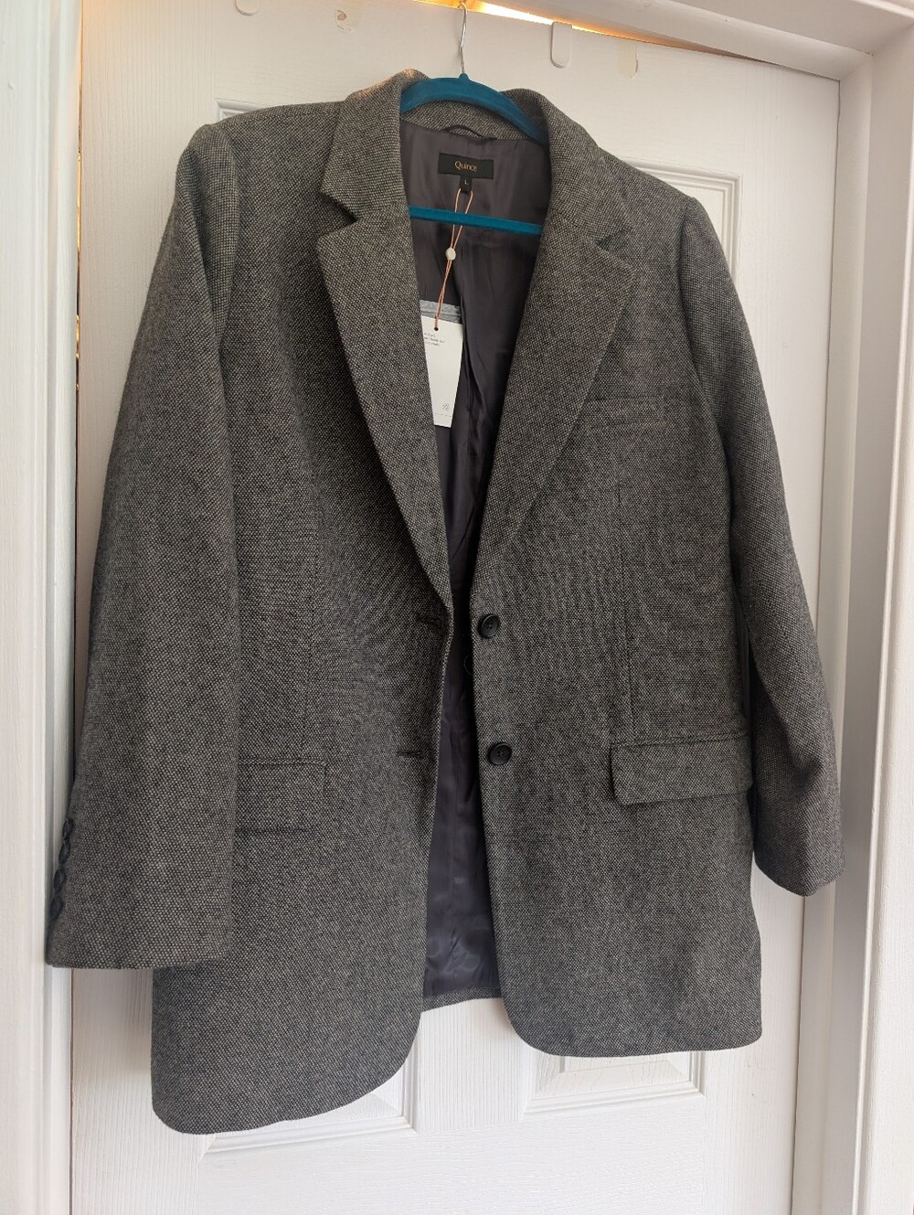 Quince Italian Wool Oversized Blazer Textured Brown Size Large Career Luxury